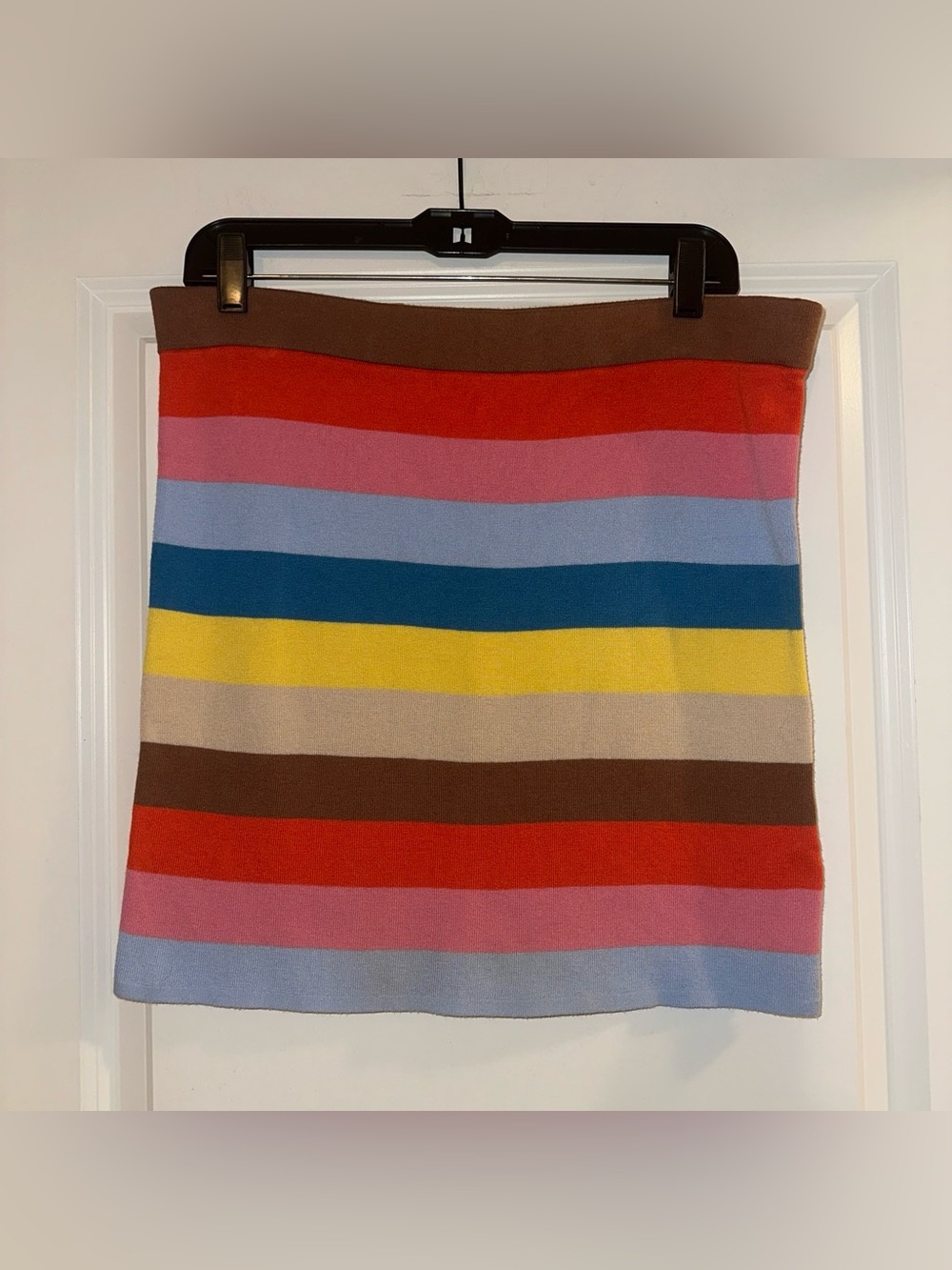 KULE Multicolor Striped Mini Skirt - Red, Pink, Blue, Yellow, Brown | Size XL
